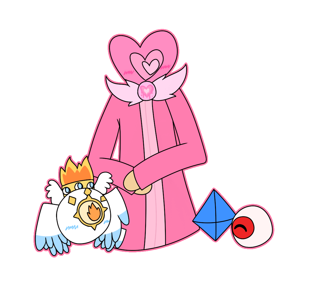 love with plushies! there's ramiel, angels and an eye next to her!