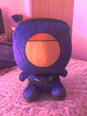 v1 plushie on my bed