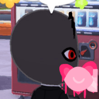 yami looking back at you with a music note in the chat bubble. he is happy!!